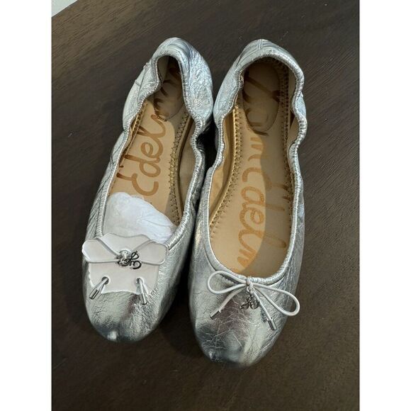 Sam Edelman Felicia Silver Metallic Leather Flats 6.5 Women’s - Picture 5 of 6